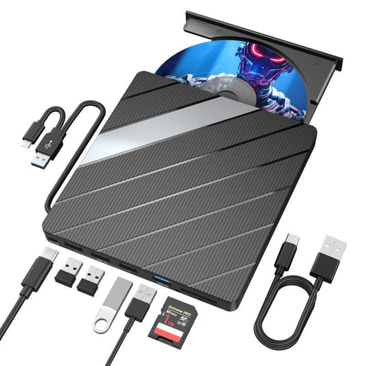 Laptop DVD Player USB C 3.0 Portable CD Burner with SD/TF Card Slot & 4 USB Ports Compatible with Mac, Windows, Linux